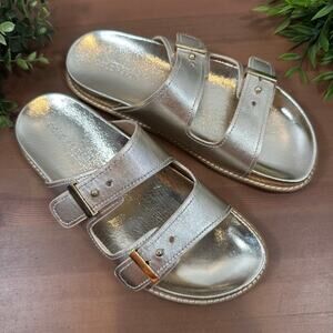 Cole Haan‎ Women's Marisol Footbed Sandals Soft Gold Leather Size 7